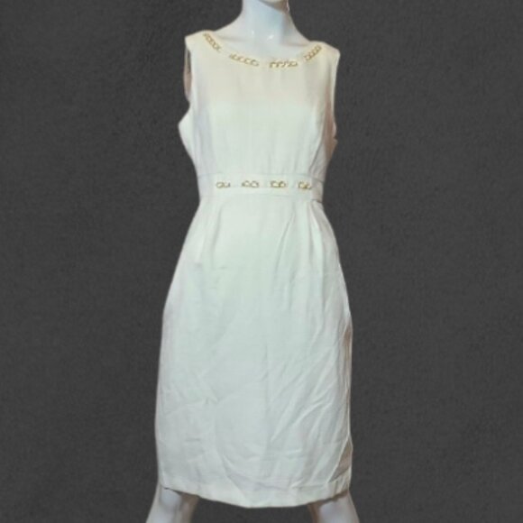Professional Desk to Dinner LIZ CLAIBORNE White Sleeveless Dress NWT sz 8 - Picture 6 of 8